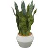 imageDeco 79 Faux Foliage Snake Indoor Outdoor Artificial Plant Fake Plant with Realistic Leaves and White Porcelain Pot Plant 9quot x 11quot x 15quot GreenGreen