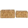 imageDeco 79 Jute Rope Handmade Decorative and Functional Storage Basket Woven Rectangular Basket Organizer with Slit Handles Set of 2 Basket for Storage 16quot 13quotW Brown