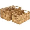 imageDeco 79 Jute Rope Handmade Decorative and Functional Storage Basket Woven Rectangular Basket Organizer with Slit Handles Set of 2 Basket for Storage 16quot 13quotW Brown