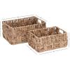 imageDeco 79 Jute Rope Handmade Decorative and Functional Storage Basket Woven Rectangular Basket Organizer with Slit Handles Set of 2 Basket for Storage 16quot 13quotW Brown