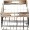 imageDeco 79 Metal Decorative and Functional Storage Basket Wire Rectangular Basket Organizer with Wooden Edge and Slit Handles Set of 2 Basket for Storage 18quot 15quotW Black18 and 15L