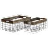 imageDeco 79 Metal Decorative and Functional Storage Basket Wire Rectangular Basket Organizer with Wooden Edge and Slit Handles Set of 2 Basket for Storage 18quot 15quotW Black18 and 15L
