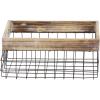 imageDeco 79 Metal Decorative and Functional Storage Basket Wire Rectangular Basket Organizer with Wooden Edge and Slit Handles Set of 2 Basket for Storage 18quot 15quotW Black18 and 15L