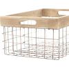 imageDeco 79 Metal Decorative and Functional Storage Basket Wire Rectangular Basket Organizer with Wooden Edge and Slit Handles Set of 2 Basket for Storage 18quot 15quotW Black18 and 15L