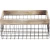 imageDeco 79 Metal Decorative and Functional Storage Basket Wire Rectangular Basket Organizer with Wooden Edge and Slit Handles Set of 2 Basket for Storage 18quot 15quotW Black18 and 15L