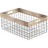 imageDeco 79 Metal Decorative and Functional Storage Basket Wire Rectangular Basket Organizer with Wooden Edge and Slit Handles Set of 2 Basket for Storage 18quot 15quotW Black18 and 15L