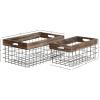 imageDeco 79 Metal Decorative and Functional Storage Basket Wire Rectangular Basket Organizer with Wooden Edge and Slit Handles Set of 2 Basket for Storage 18quot 15quotW Black18 and 15L