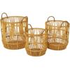 imageDeco 79 Wood Handmade Decorative and Functional Storage Basket Basket Organizer with Handles Set of 3 Basket for Storage 19quot 17quot 15quotH Brown
