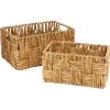 imageDeco 79 Jute Rope Handmade Decorative and Functional Storage Basket Woven Rectangular Basket Organizer with Slit Handles Set of 2 Basket for Storage 16quot 13quotW Brown