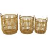 imageDeco 79 Wood Handmade Decorative and Functional Storage Basket Basket Organizer with Handles Set of 3 Basket for Storage 19quot 17quot 15quotH Brown
