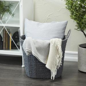 imageCosmoLiving by Cosmopolitan Cotton Fabric Handmade Decorative and Functional Storage Basket Basket Organizer with Handles Set of 2 Basket for Storage 16quot 14quotH Multi ColoredGrey