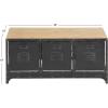 imageDeco 79 Metal Room Storage Bench Low Profile 3 Drawers Entryway Bench with Brown Wood Top Bench 39quot x 16quot x 19quot Black