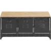 imageDeco 79 Metal Room Storage Bench Low Profile 3 Drawers Entryway Bench with Brown Wood Top Bench 39quot x 16quot x 19quot Black