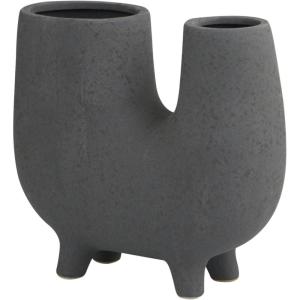 imageCosmoLiving by Cosmopolitan Ceramic Abstract Decorative Vase UShaped Centerpiece Vase with Small Feet Flower Vase for Home Decoration 9quot x 4quot x 8quot Dark Gray