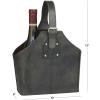 imageDeco 79 Leather Handmade 2 Bottle Wine Holder with Carrying Handle 10quot x 6quot x 13quot BrownBlue