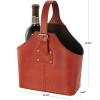 imageDeco 79 Leather Handmade 2 Bottle Wine Holder with Carrying Handle 10quot x 6quot x 13quot BrownTan