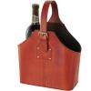imageDeco 79 Leather Handmade 2 Bottle Wine Holder with Carrying Handle 10quot x 6quot x 13quot BrownTan