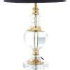 imageDeco 79 Metal Room Buffet Lamp Table Lamp with Black Shade and Crystal Accent Lamp 12quot x 12quot x 31quot Gold14 x 14 x 24
