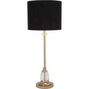 imageDeco 79 Metal Room Buffet Lamp Table Lamp with Black Shade and Crystal Accent Lamp 12quot x 12quot x 31quot Gold12 x 12 x 31