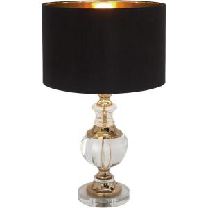 imageDeco 79 Metal Room Buffet Lamp Table Lamp with Black Shade and Crystal Accent Lamp 12quot x 12quot x 31quot Gold14 x 14 x 24