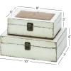 imageDeco 79 Wooden Decorative Box Decorative Keepsake Boxes with Hinged Lid Set of 2 Storage Boxes 10quot 8quotW WhiteWhite