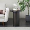 imageDeco 79 Wood Handmade Side End Accent Table Ribbed End Table with Slatted Base Side Table 16quot x 16quot x 21quot BrownBlack
