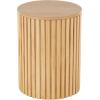 imageDeco 79 Wood Handmade Side End Accent Table Ribbed End Table with Slatted Base Side Table 16quot x 16quot x 21quot BrownBrown
