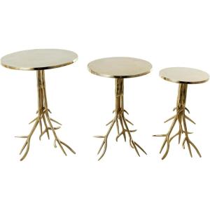 imageDeco 79 Aluminum Metal Tree Side End Accent Table End Table with Branch Inspired Bases Set of 3 Side Table 22quot 20quot 24quot H GoldGold