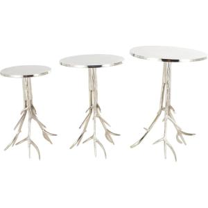 imageDeco 79 Aluminum Metal Tree Side End Accent Table End Table with Branch Inspired Bases Set of 3 Side Table 22quot 20quot 24quot H GoldSilver