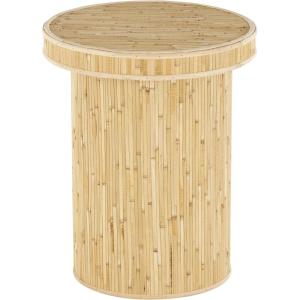 imageDeco 79 Wood Handmade Side End Accent Table Ribbed End Table with Slatted Base Side Table 16quot x 16quot x 21quot BrownLight Brown