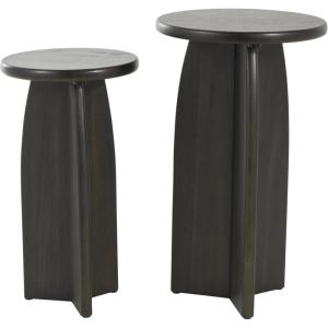 imageDeco 79 Wood Side End Accent Table Pedestal End Table Set of 2 Side Table 24quot 21quot H Black