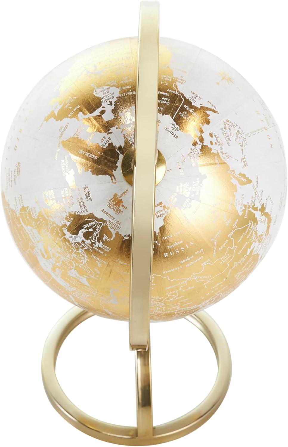 imageDeco 79 Aluminum Metal EducationalGeographic Earth Globe Decorative World Globe with White Center Desk Globe 14quot x 7quot x 15quot GoldCONVENIENTLY SIZED