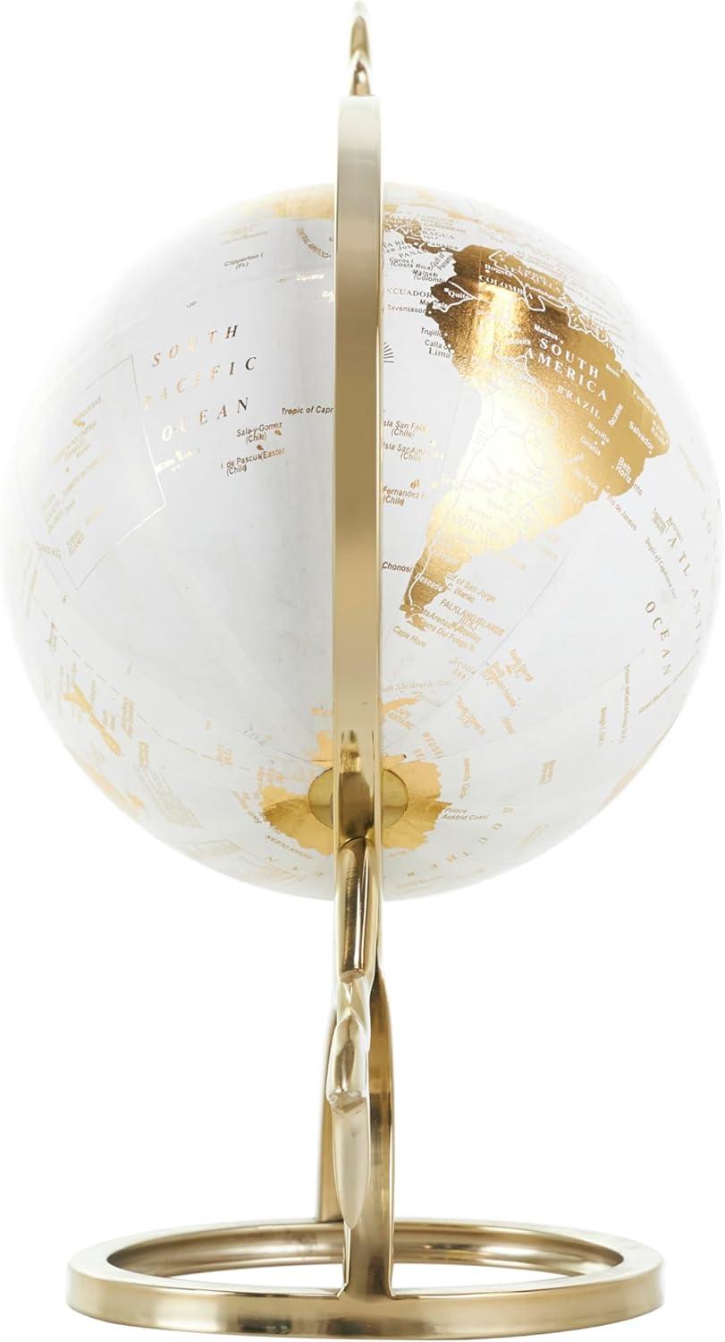 imageDeco 79 Aluminum Metal EducationalGeographic Earth Globe Decorative World Globe with White Center Desk Globe 14quot x 7quot x 15quot GoldCONVENIENTLY SIZED