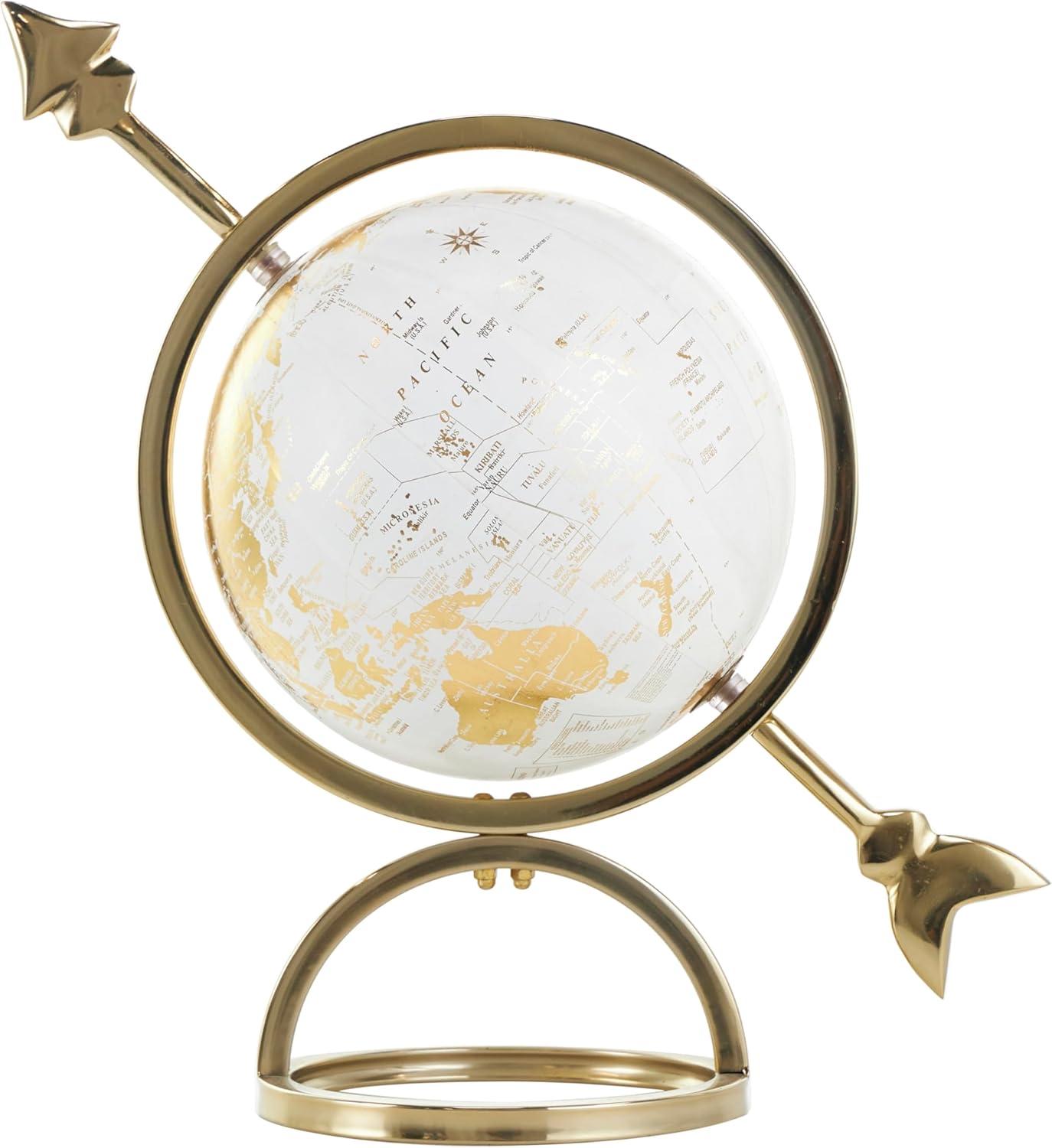 imageDeco 79 Aluminum Metal EducationalGeographic Earth Globe Decorative World Globe with White Center Desk Globe 14quot x 7quot x 15quot GoldCONVENIENTLY SIZED