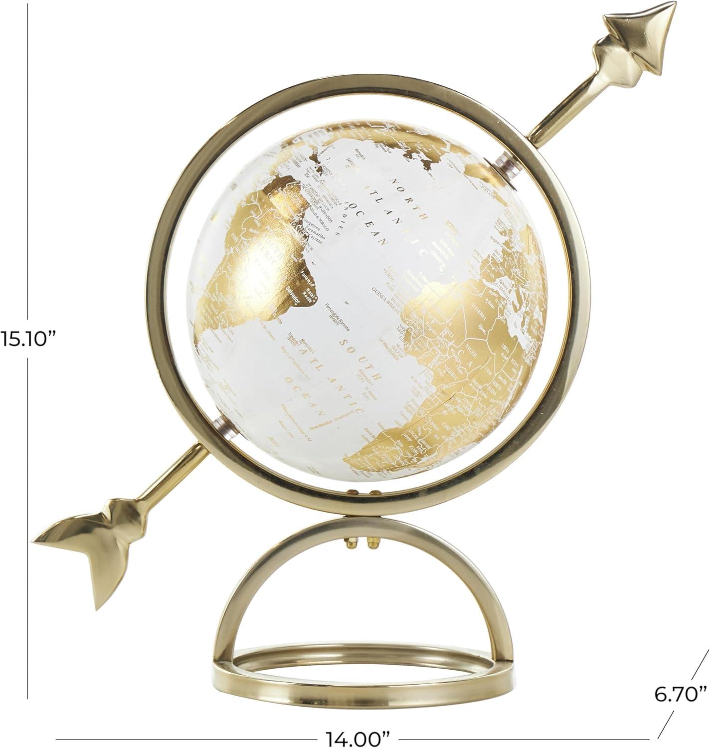 imageDeco 79 Aluminum Metal EducationalGeographic Earth Globe Decorative World Globe with White Center Desk Globe 14quot x 7quot x 15quot GoldCONVENIENTLY SIZED