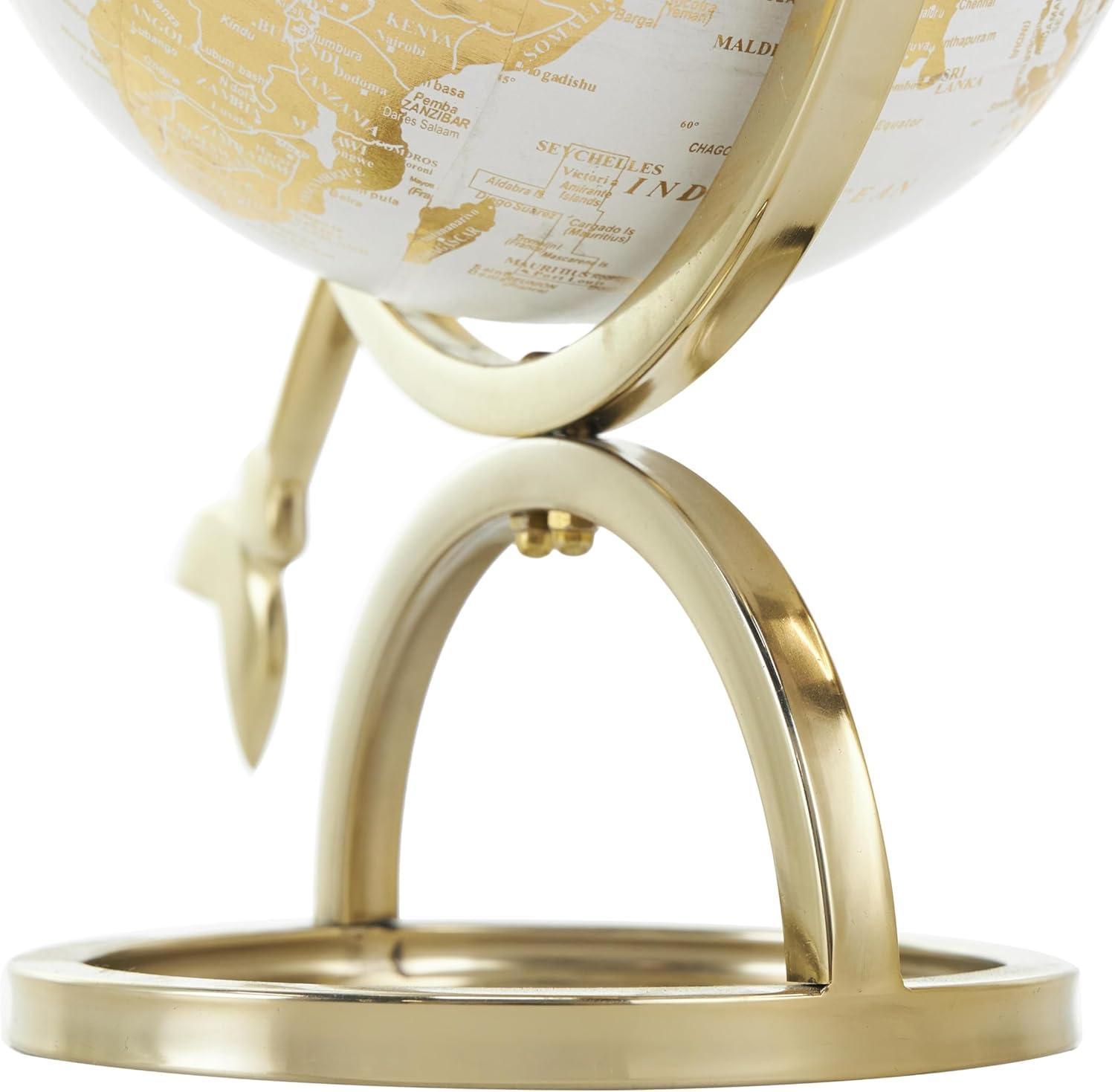 imageDeco 79 Aluminum Metal EducationalGeographic Earth Globe Decorative World Globe with White Center Desk Globe 14quot x 7quot x 15quot GoldCONVENIENTLY SIZED