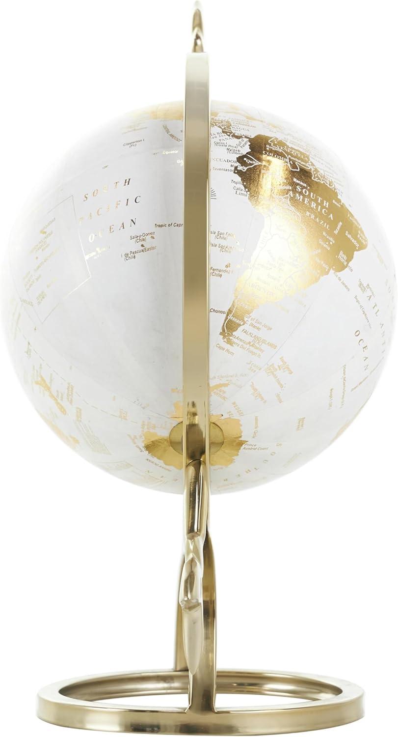 imageDeco 79 Aluminum Metal EducationalGeographic Earth Globe Decorative World Globe with White Center Desk Globe 14quot x 7quot x 15quot GoldCONVENIENTLY SIZED