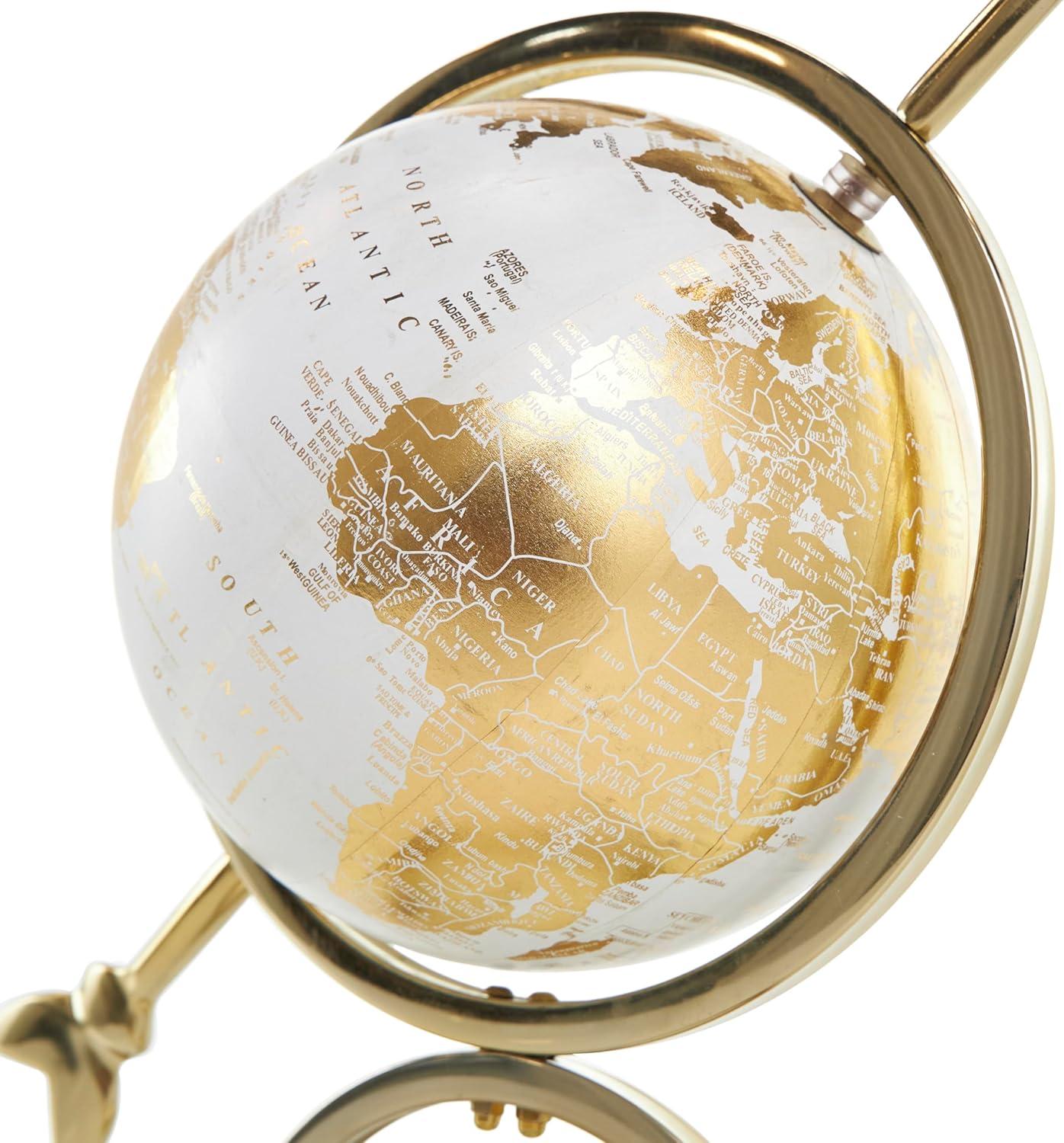 imageDeco 79 Aluminum Metal EducationalGeographic Earth Globe Decorative World Globe with White Center Desk Globe 14quot x 7quot x 15quot GoldCONVENIENTLY SIZED