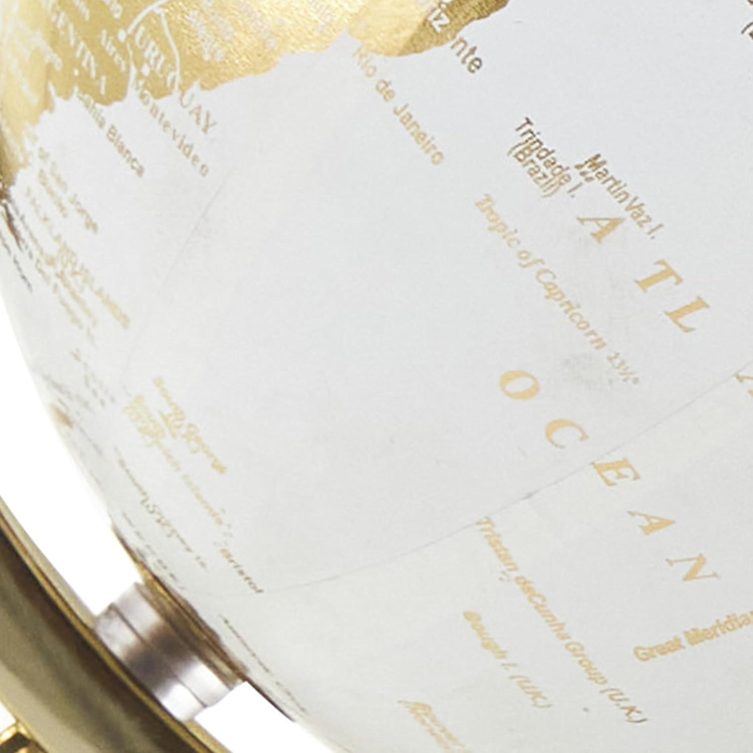 imageDeco 79 Aluminum Metal EducationalGeographic Earth Globe Decorative World Globe with White Center Desk Globe 14quot x 7quot x 15quot GoldCONVENIENTLY SIZED