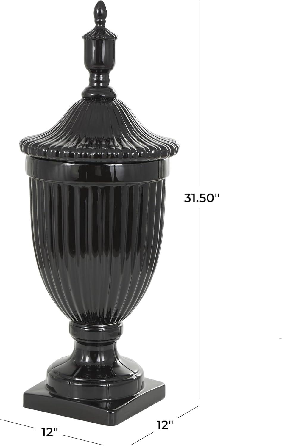 imageDeco 79 Ceramic Living Room Decorative Jars Decorative Container Jar with Lid 12quot x 12quot x 32quot Black