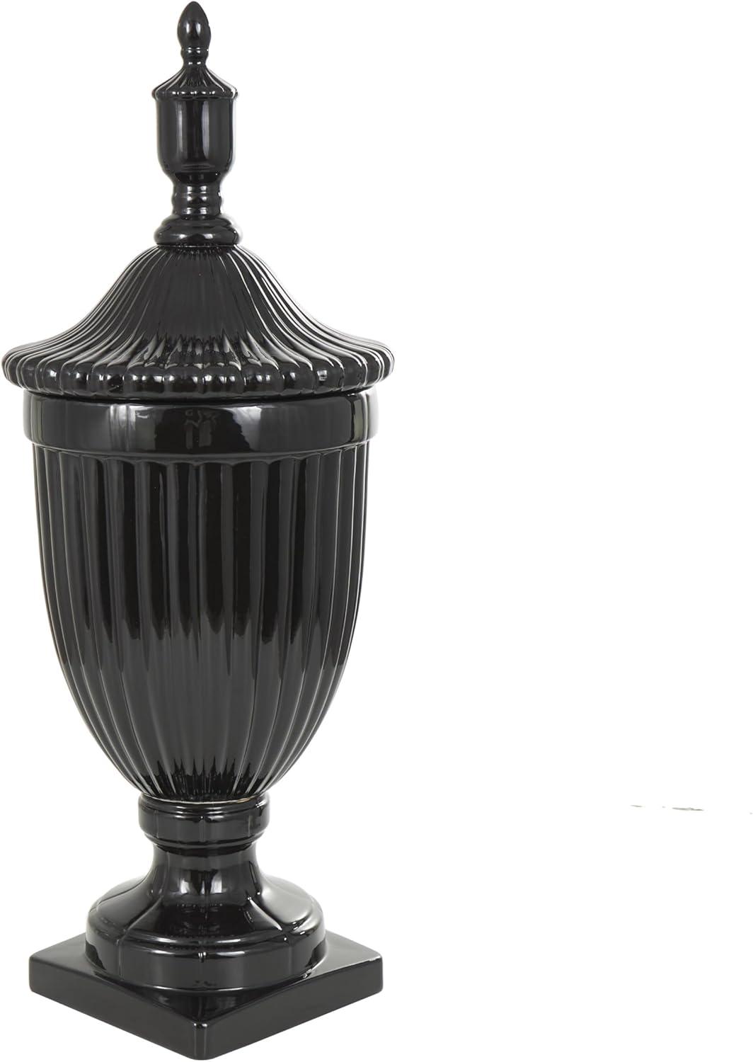 imageDeco 79 Ceramic Living Room Decorative Jars Decorative Container Jar with Lid 12quot x 12quot x 32quot Black
