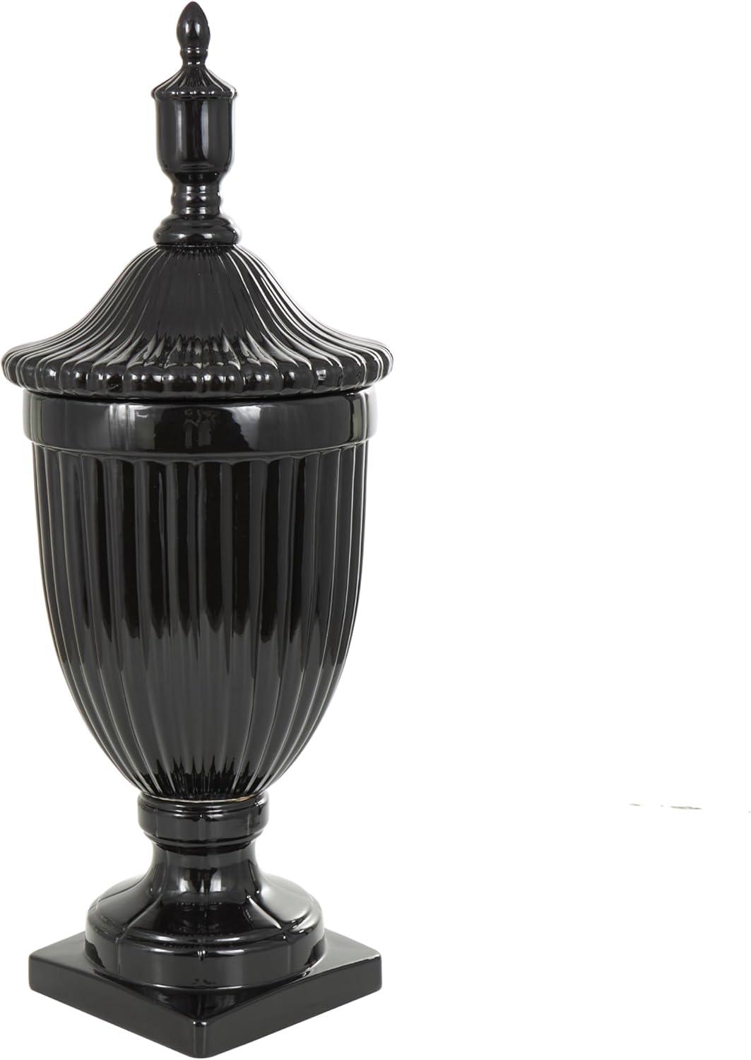 imageDeco 79 Ceramic Living Room Decorative Jars Decorative Container Jar with Lid 12quot x 12quot x 32quot Black