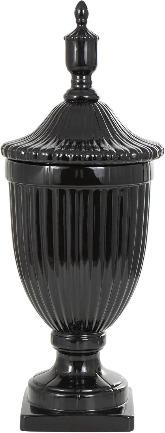 imageDeco 79 Ceramic Living Room Decorative Jars Decorative Container Jar with Lid 12quot x 12quot x 32quot Black