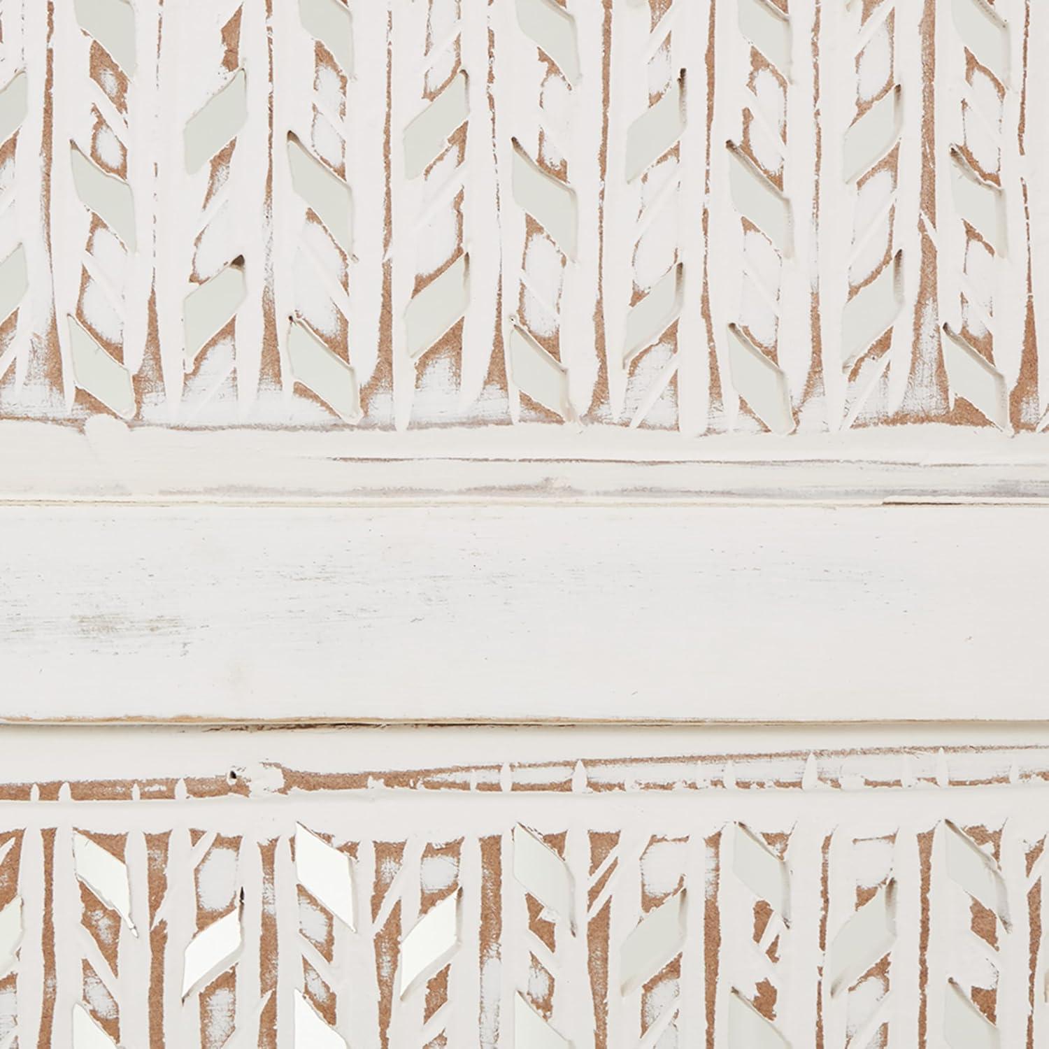 imageDeco 79 Mango Wood Geometric Partition Room Divider Screen Cutout 3 Panel Privacy Screen Room Partition 54quot x 1quot x 72quot White