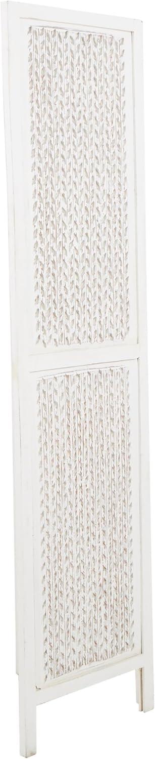 imageDeco 79 Mango Wood Geometric Partition Room Divider Screen Cutout 3 Panel Privacy Screen Room Partition 54quot x 1quot x 72quot White