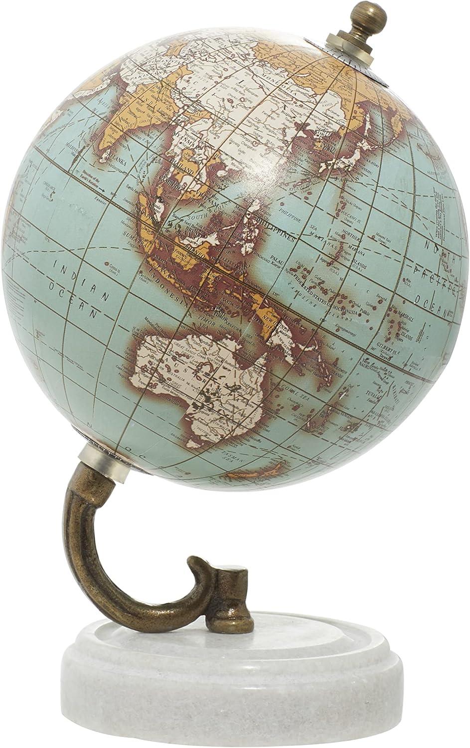 imageDeco 79 Marble Globe with Marble Base 5 x 5 x 8 TealAquamarine