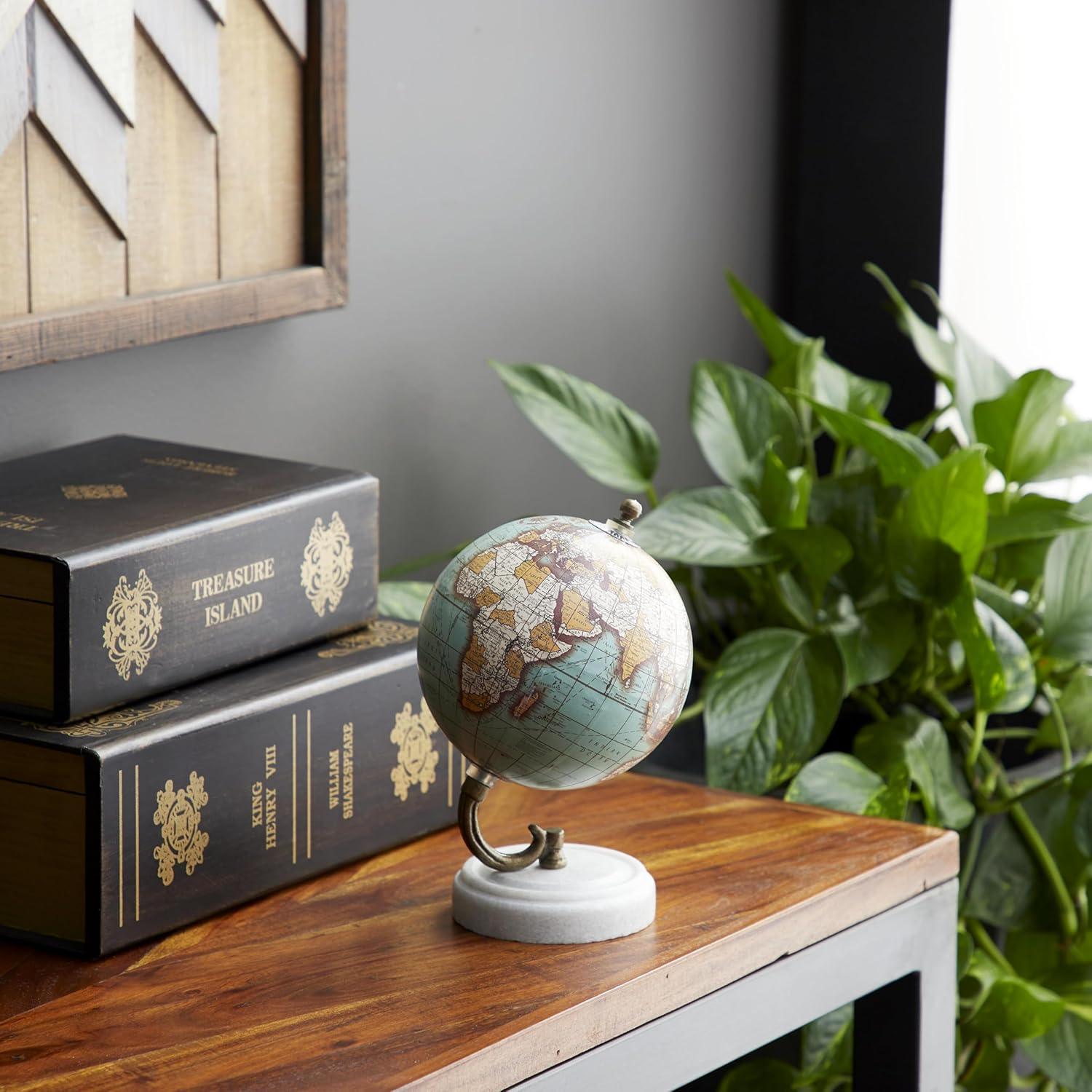 imageDeco 79 Marble Globe with Marble Base 5 x 5 x 8 TealAquamarine