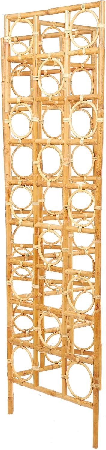 imageDeco 79 Rattan Geometric Handmade Partition Room Divider Screen Woven Geometric 3 Panel Privacy Screen with Open Frame Design Room Partition 61quot x 13quot x 71quot BrownBrown