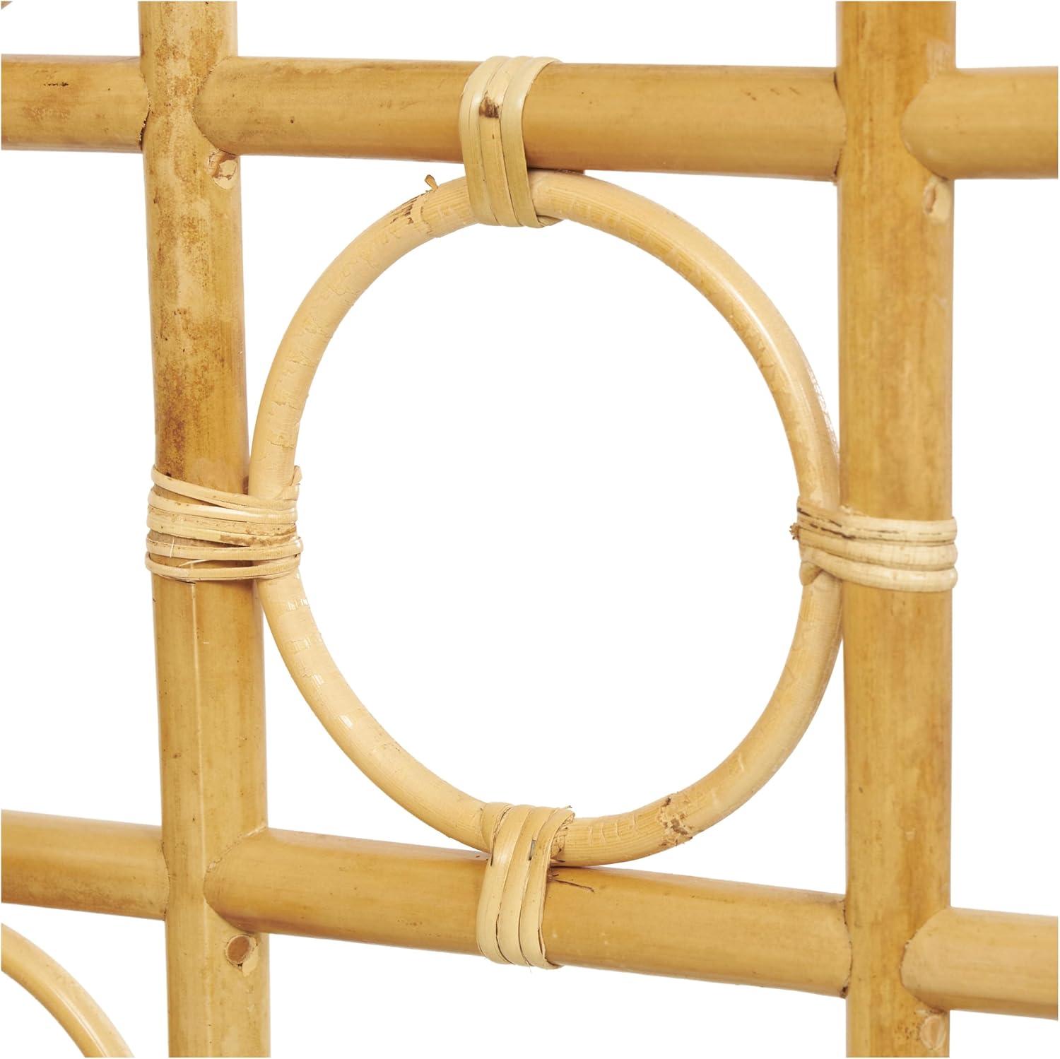 imageDeco 79 Rattan Geometric Handmade Partition Room Divider Screen Woven Geometric 3 Panel Privacy Screen with Open Frame Design Room Partition 61quot x 13quot x 71quot BrownBrown