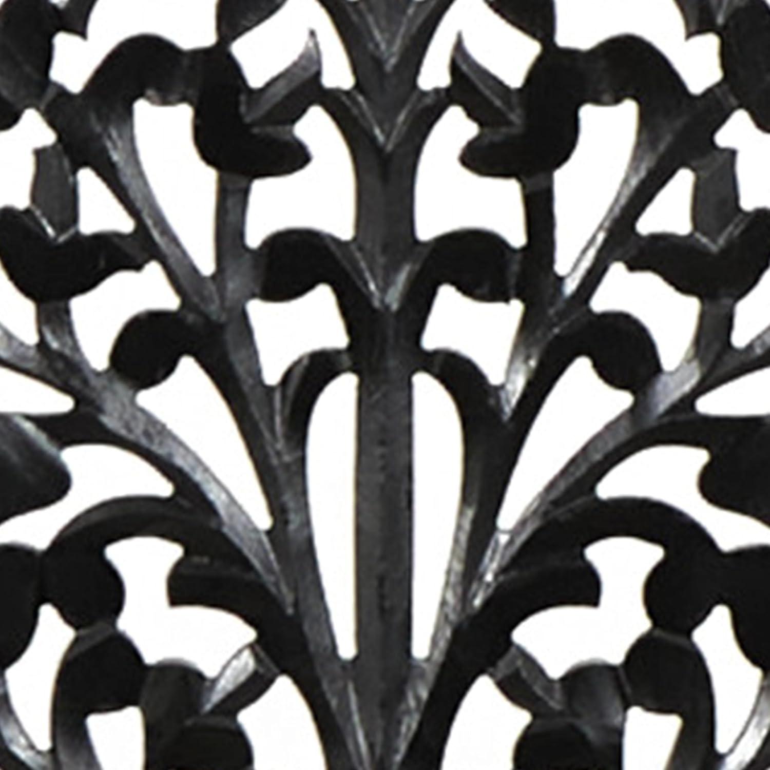 imageDeco 79 Wooden Floral Handmade Partition Room Divider Screen Large Flat Freestanding Carved Privacy Screen with 4 Feet Room Partition 71quot x 14quot x 72quot BlackBlack